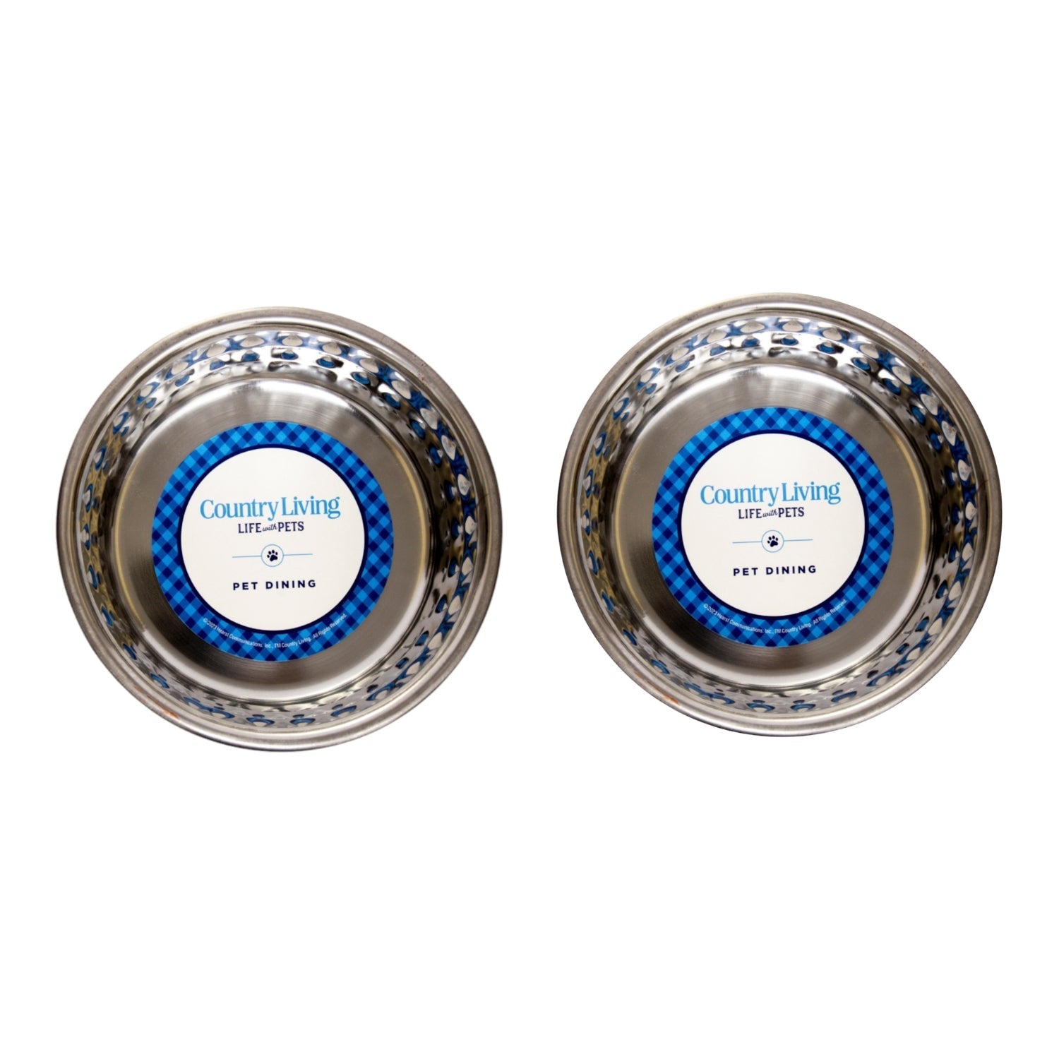 Country Living Set of 2 Hammered Stainless Steel Dog Bowls – Lavender - Mac's Got More