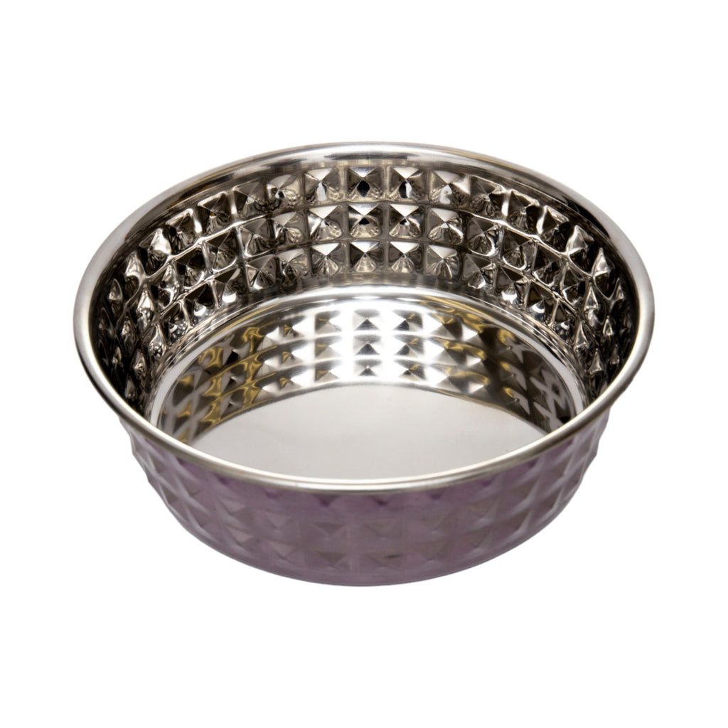 Country Living Set of 2 Hammered Stainless Steel Dog Bowls – Lavender - Mac's Got More
