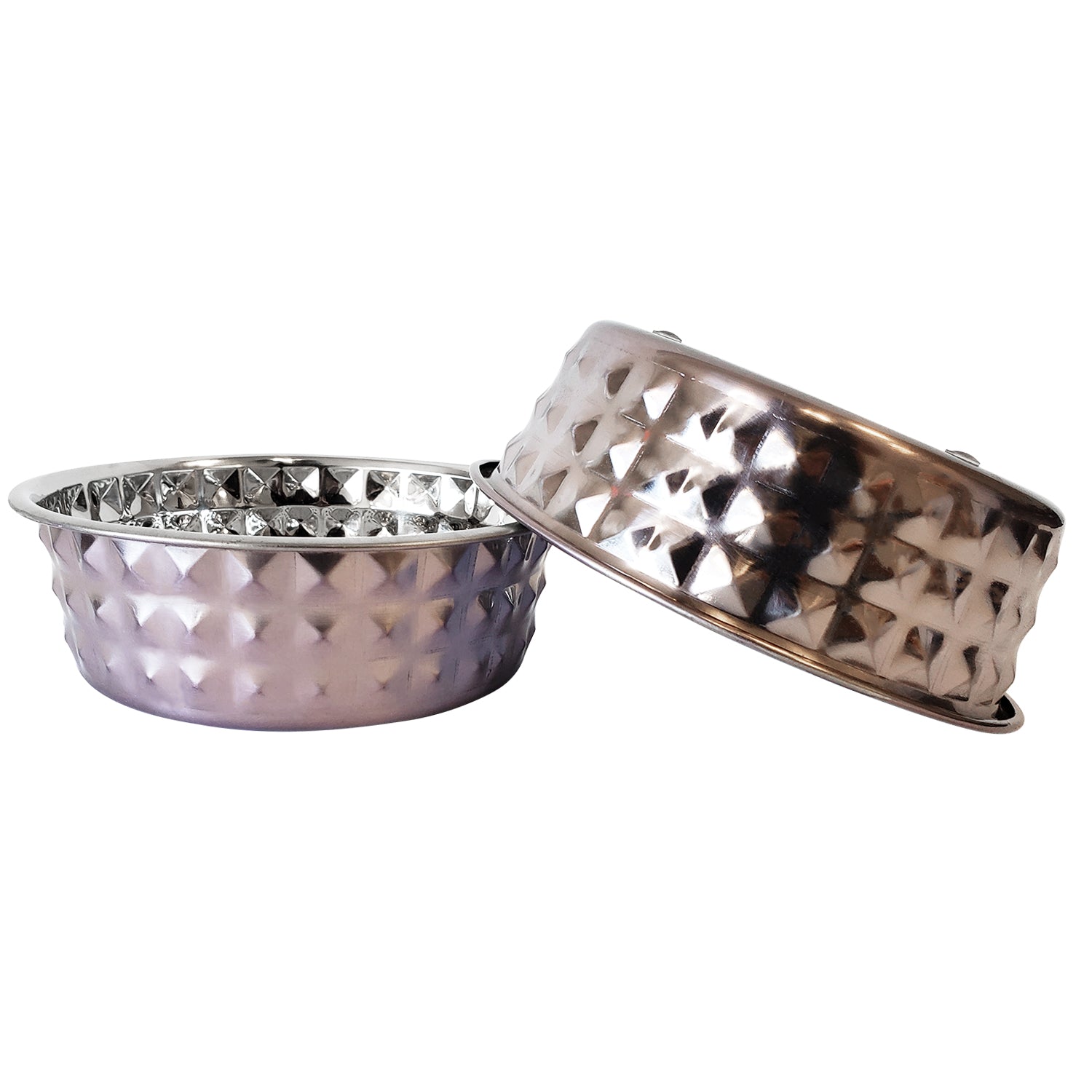 Country Living Set of 2 Hammered Stainless Steel Dog Bowls – Lavender - Mac's Got More