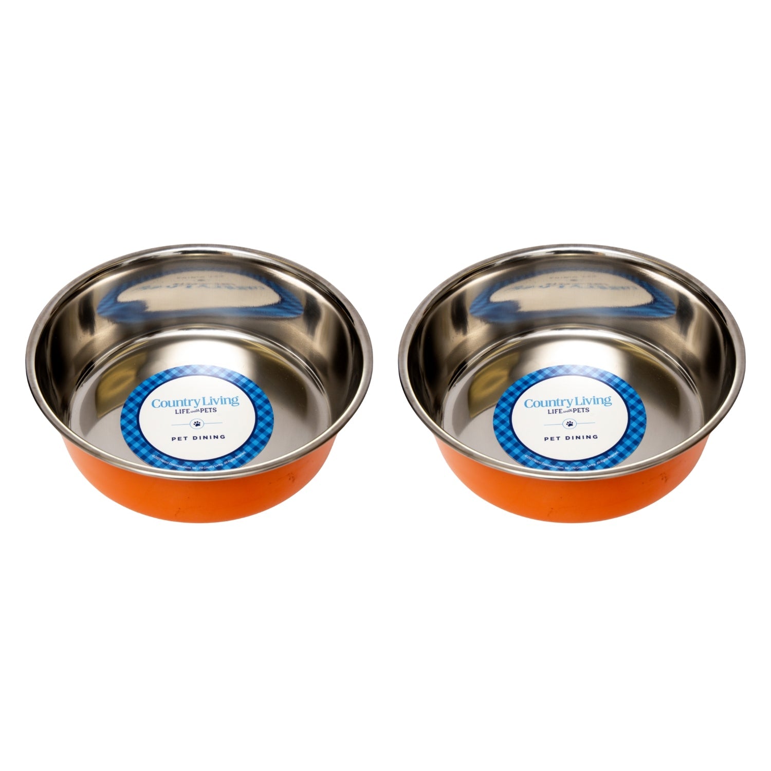 Country Living Set of 2 Heavy Gauge Stainless Steel Dog Bowls - Perfect for Food & Water - Mac's Got More