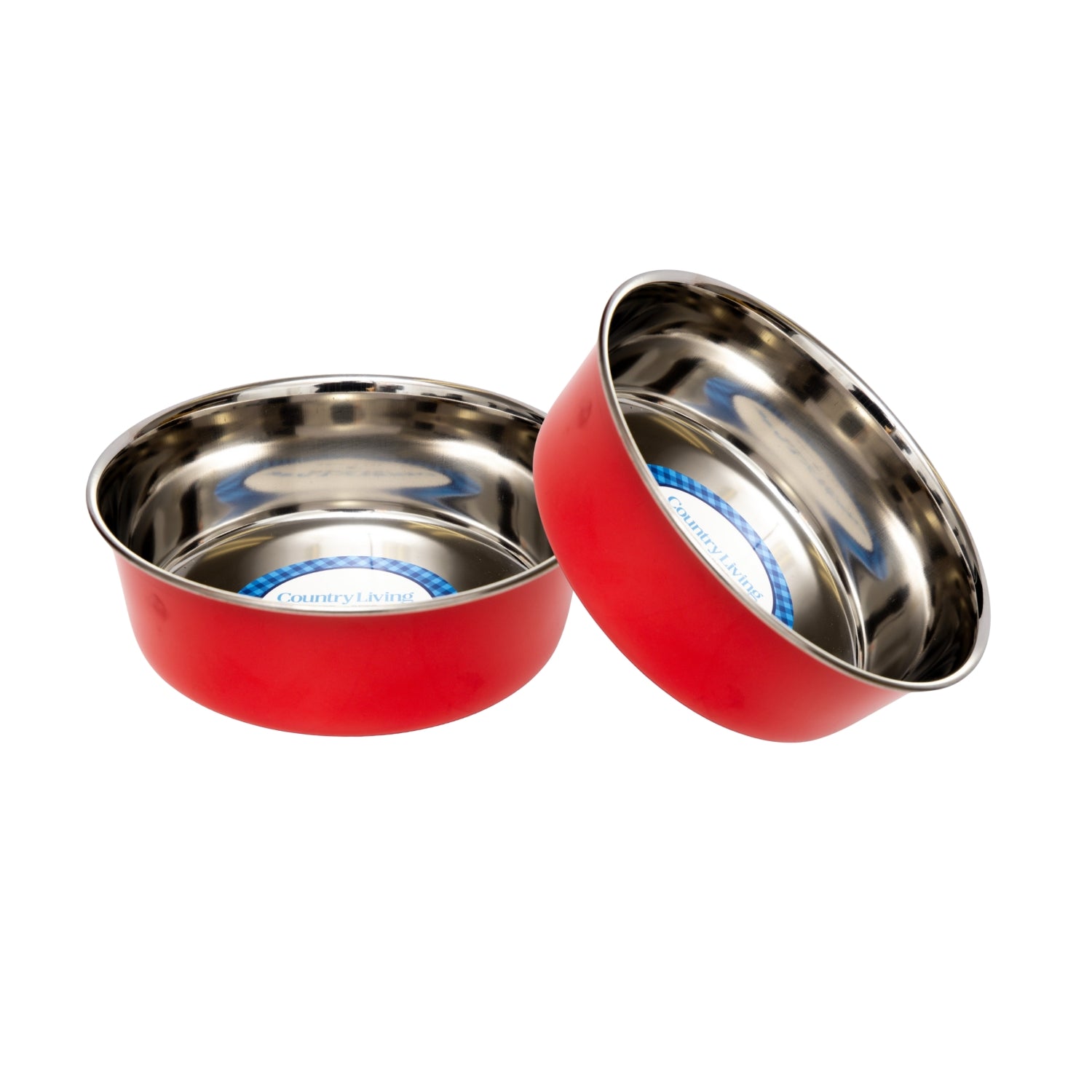 Country Living Set of 2 Heavy Gauge Stainless Steel Dog Bowls - Perfect for Food & Water - Mac's Got More