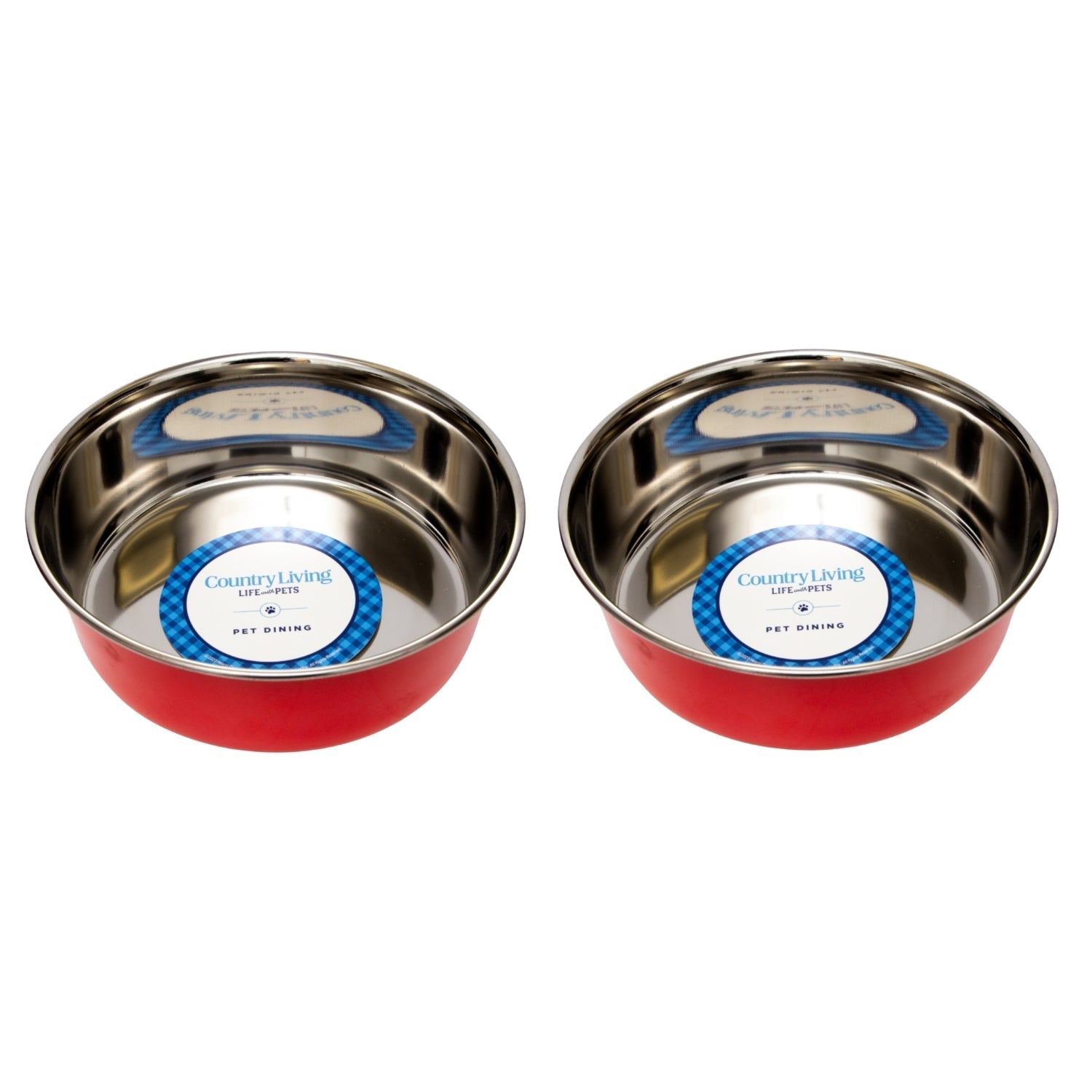 Country Living Set of 2 Heavy Gauge Stainless Steel Dog Bowls - Perfect for Food & Water - Mac's Got More