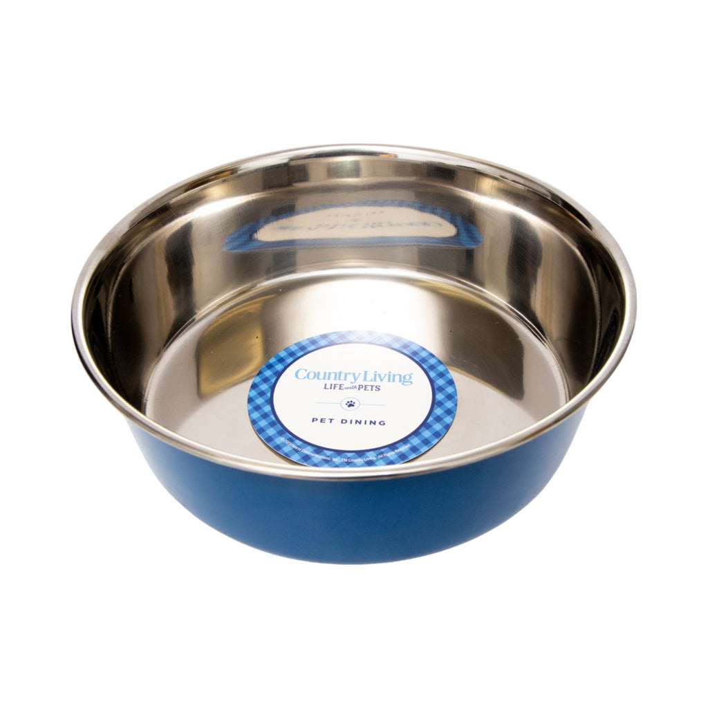Country Living Set of 2 Heavy Gauge Stainless Steel Dog Bowls - Perfect for Food & Water - Mac's Got More