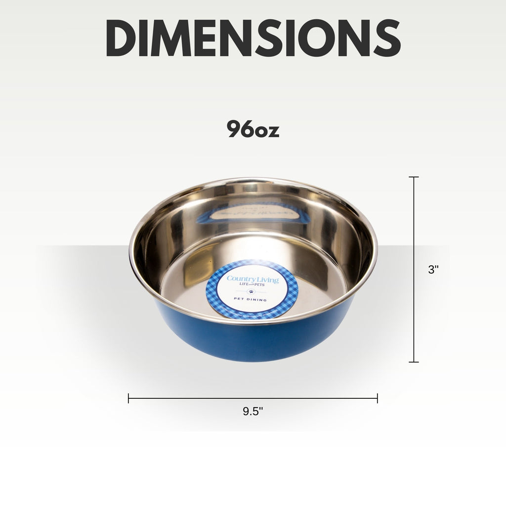 Country Living Set of 2 Heavy Gauge Stainless Steel Dog Bowls - Perfect for Food & Water - Mac's Got More
