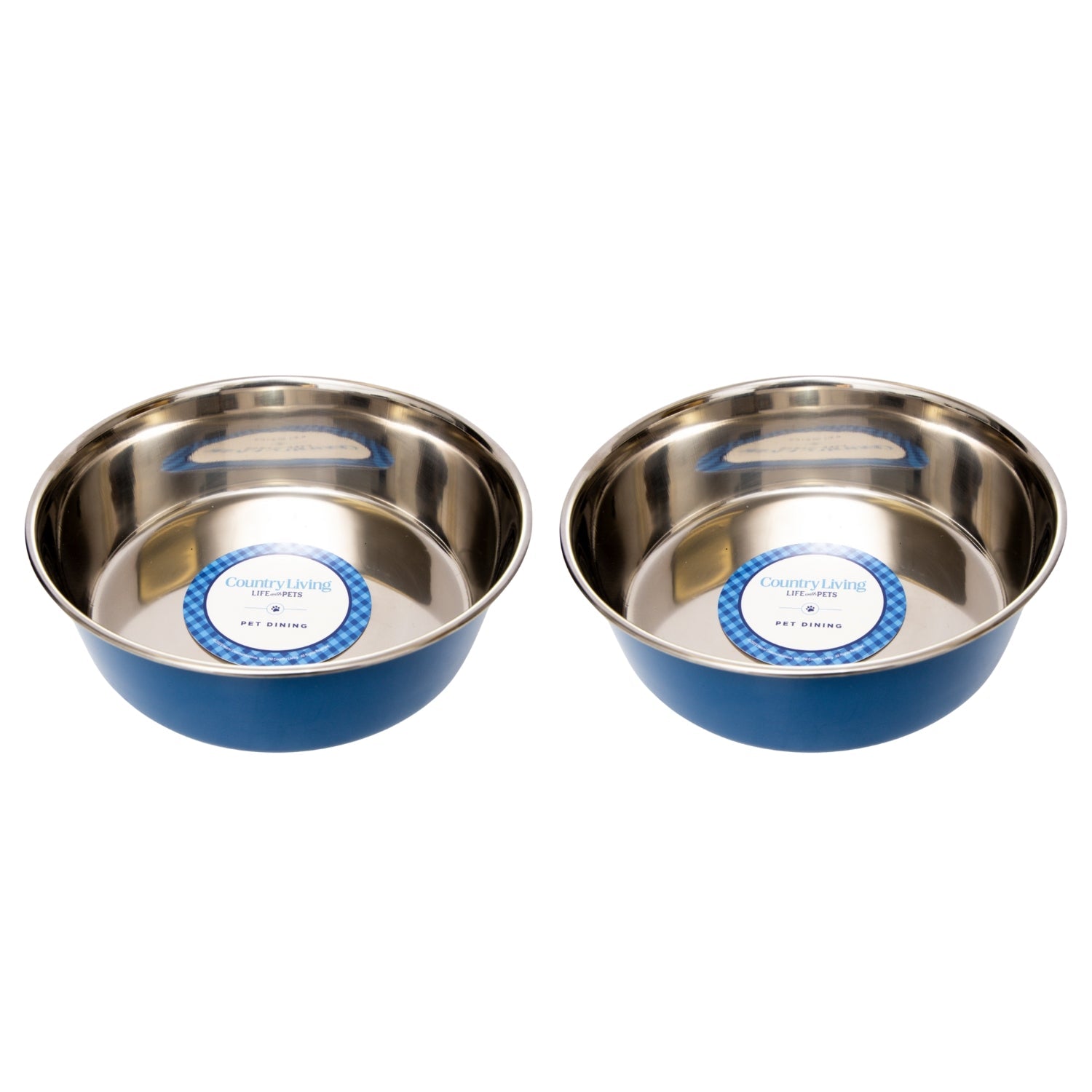 Country Living Set of 2 Heavy Gauge Stainless Steel Dog Bowls - Perfect for Food & Water - Mac's Got More