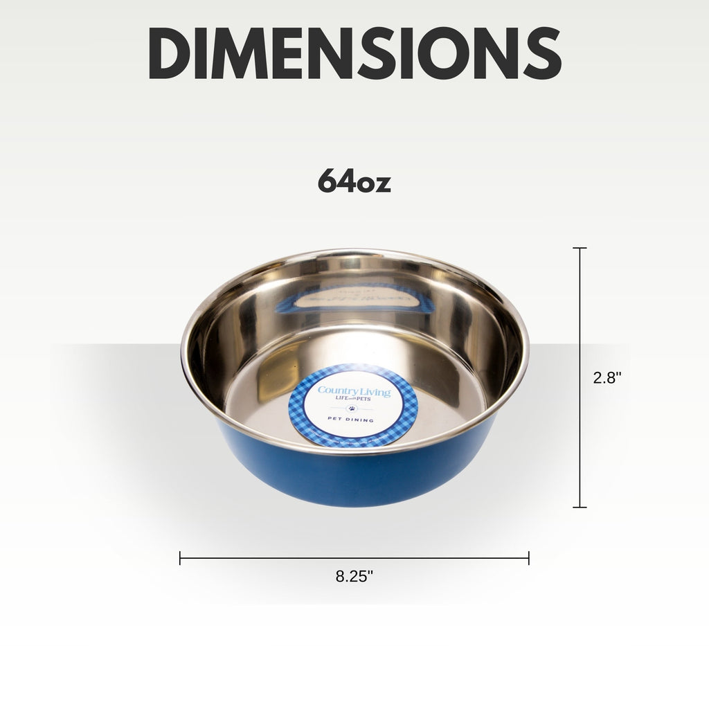 Country Living Set of 2 Heavy Gauge Stainless Steel Dog Bowls - Perfect for Food & Water - Mac's Got More