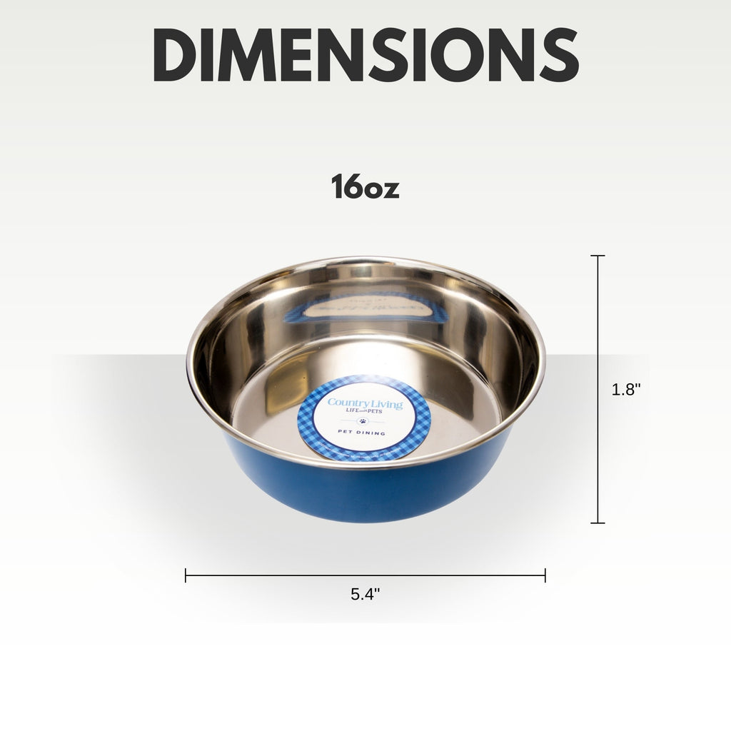 Country Living Set of 2 Heavy Gauge Stainless Steel Dog Bowls - Perfect for Food & Water - Mac's Got More
