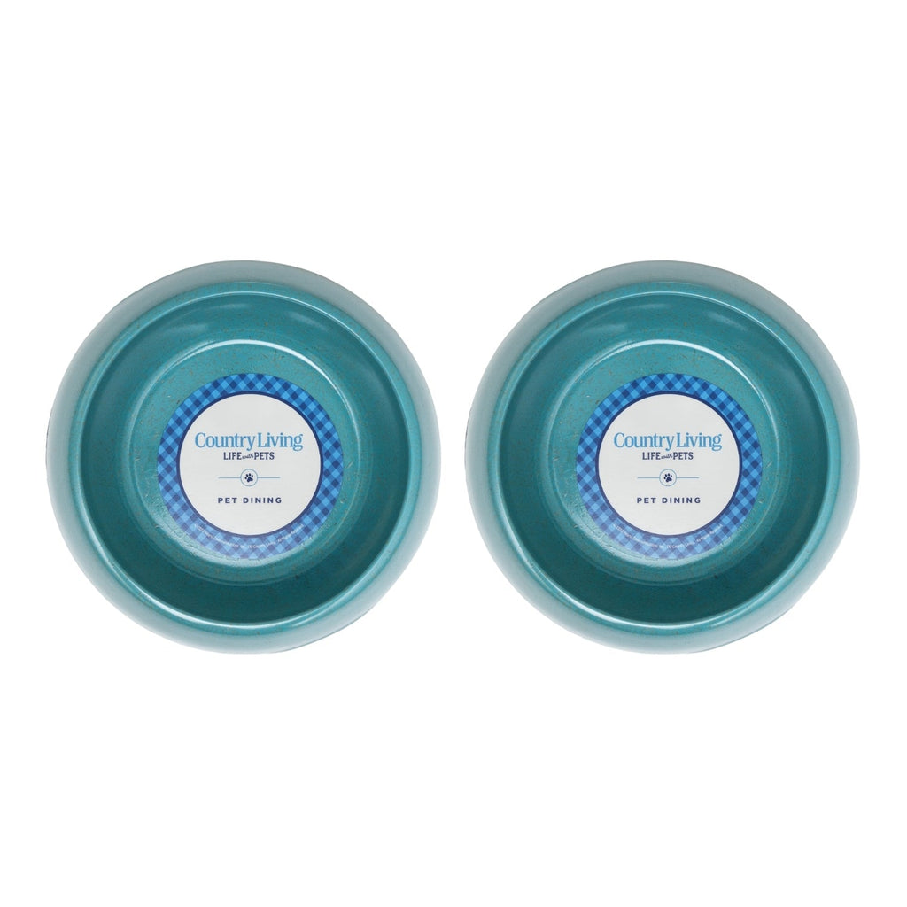 Country Living Set of 2 Natural Fiber Dog Bowls – Teal Blue - Mac's Got More
