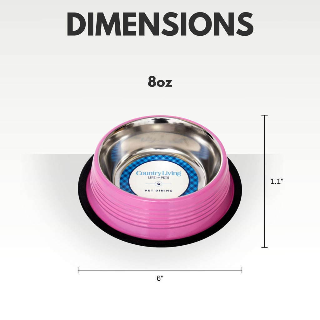 Country Living Set of 2 Ribbed Non - Slip Pet Bowls – Carnation Pink - Mac's Got More