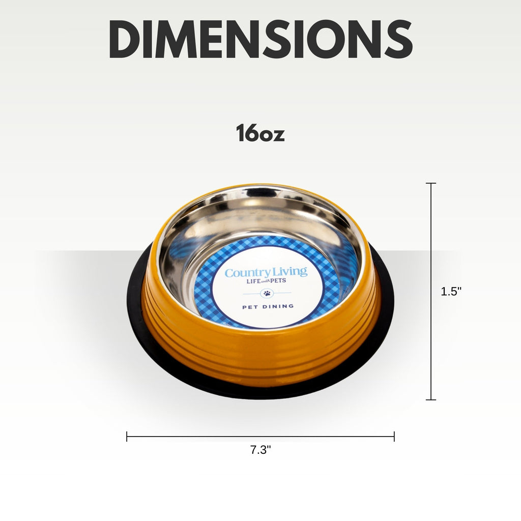Country Living Set of 2 Ribbed Non - Slip Pet Bowls – Golden Yellow - Mac's Got More