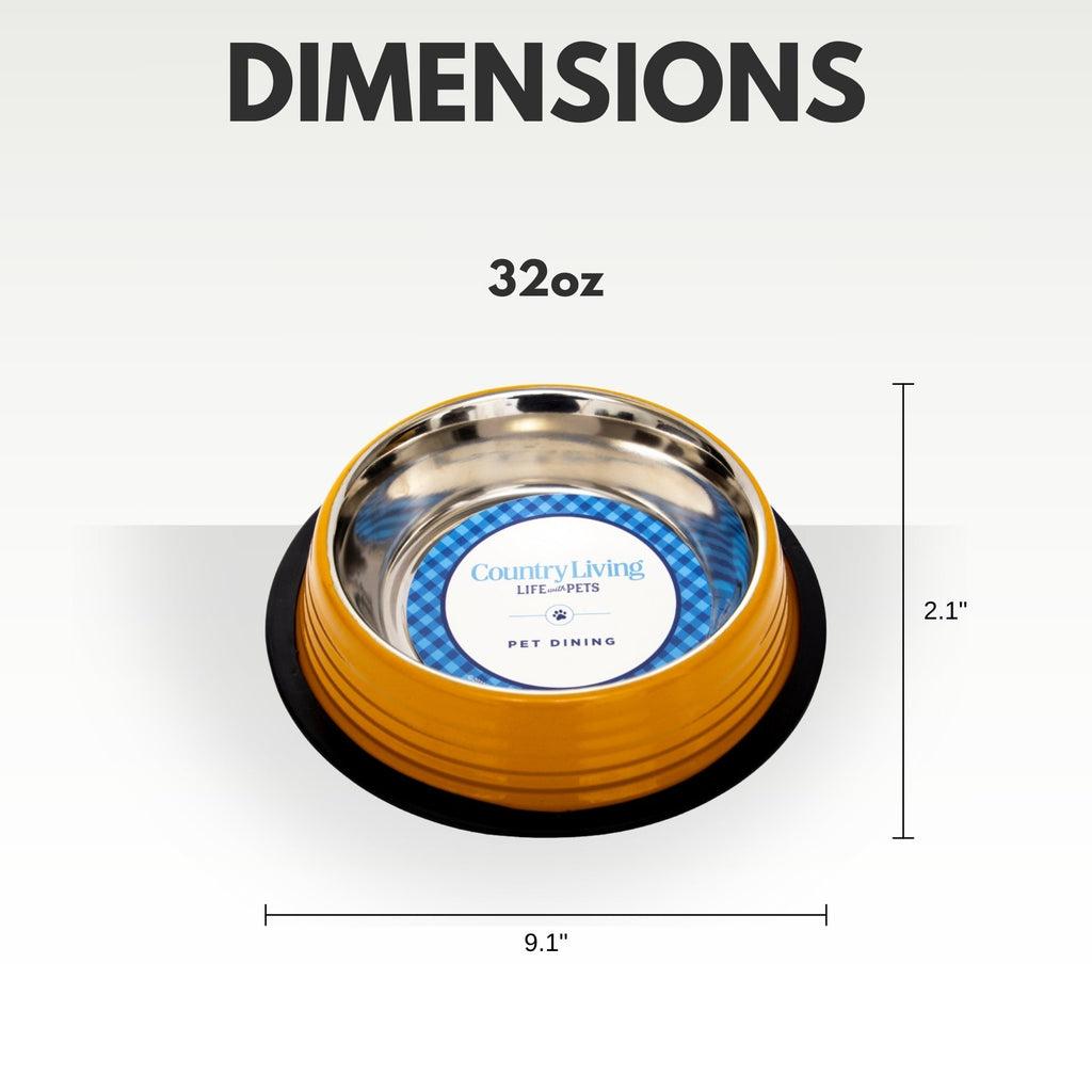 Country Living Set of 2 Ribbed Non - Slip Pet Bowls – Golden Yellow - Mac's Got More