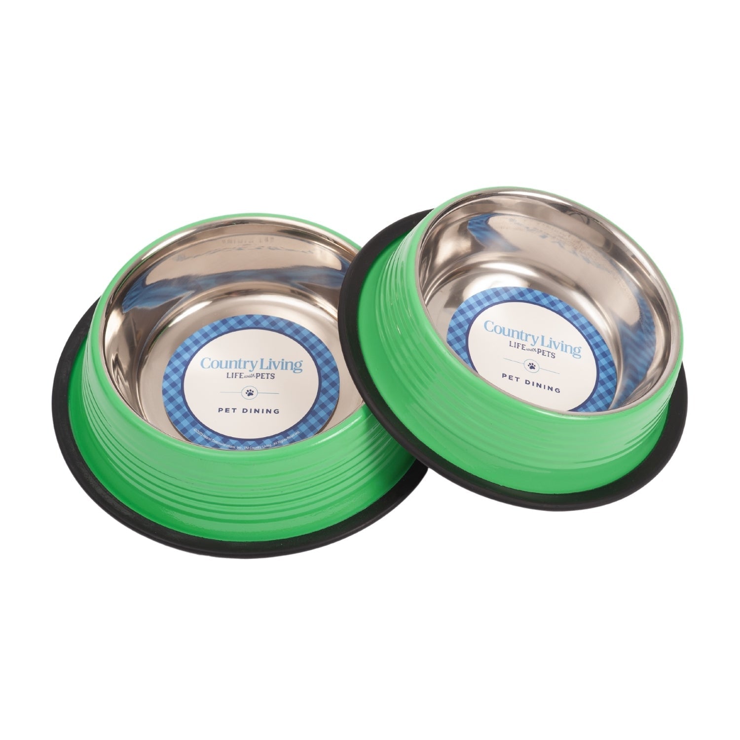 Country Living Set of 2 Ribbed Non - Slip Pet Bowls – Irish Green - Mac's Got More