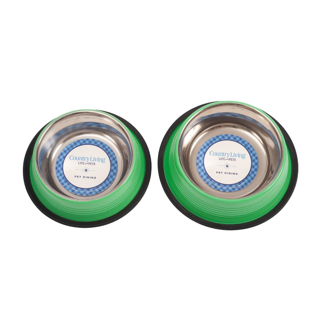 Country Living Set of 2 Ribbed Non - Slip Pet Bowls – Irish Green - Mac's Got More