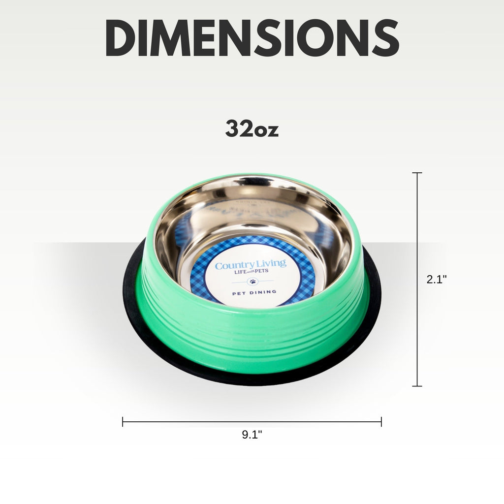 Country Living Set of 2 Ribbed Non - Slip Pet Bowls – Irish Green - Mac's Got More