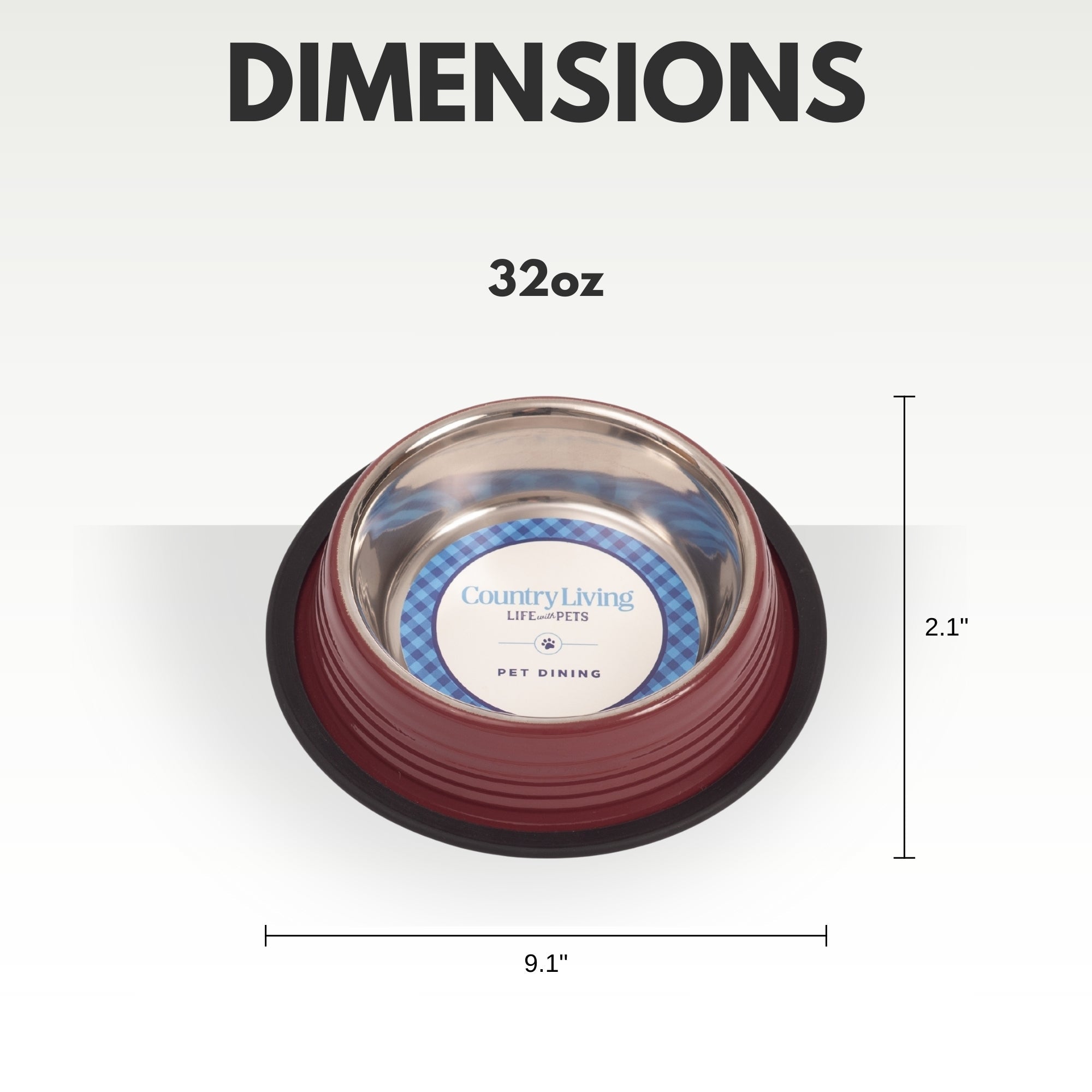 Country Living Set of 2 Ribbed Non - Slip Pet Bowls – Merlot Red - Mac's Got More