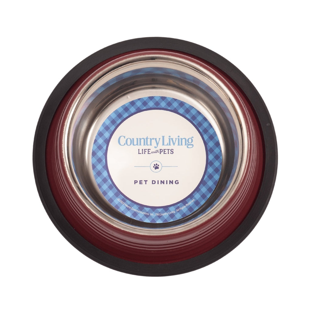 Country Living Set of 2 Ribbed Non - Slip Pet Bowls – Merlot Red - Mac's Got More