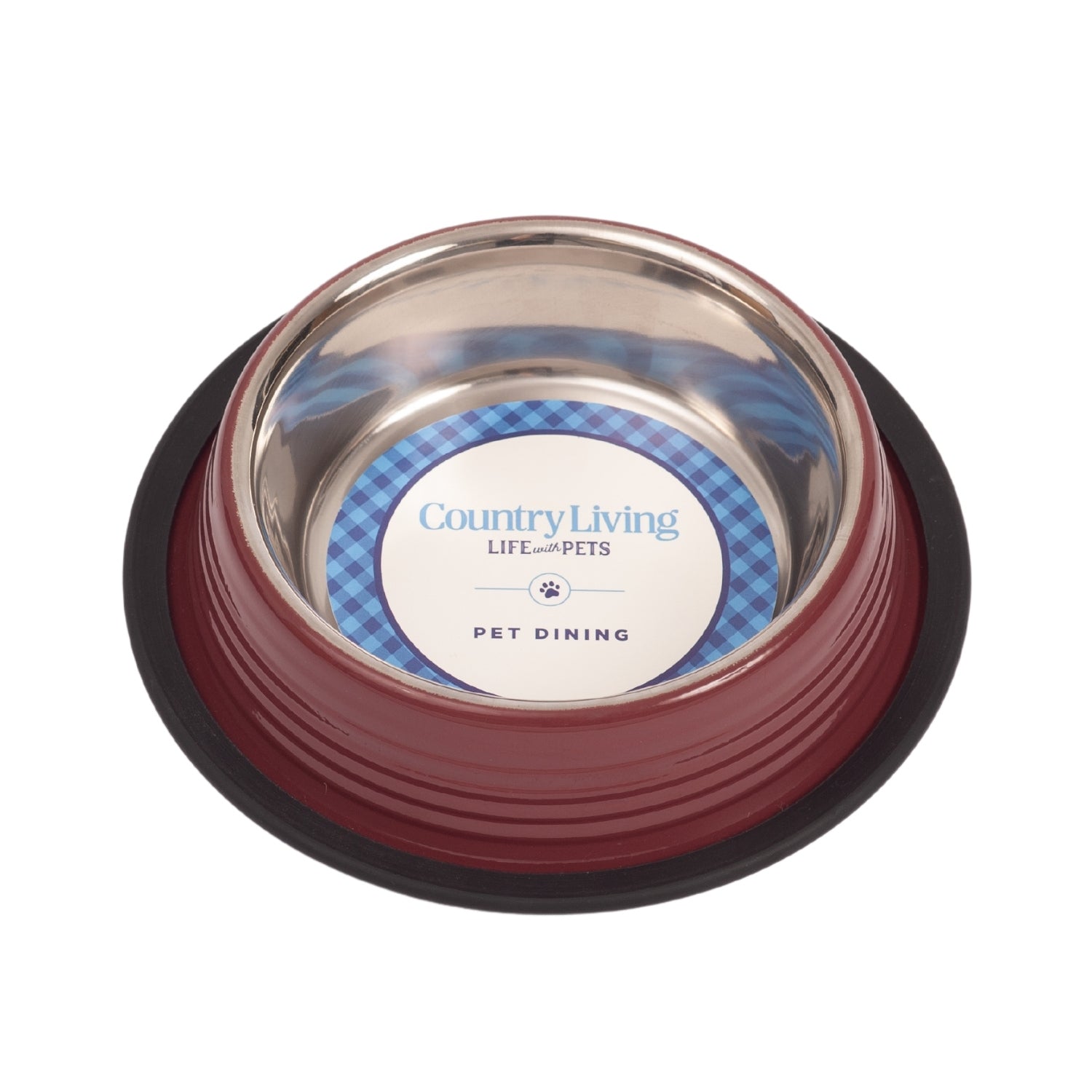 Country Living Set of 2 Ribbed Non - Slip Pet Bowls – Merlot Red - Mac's Got More