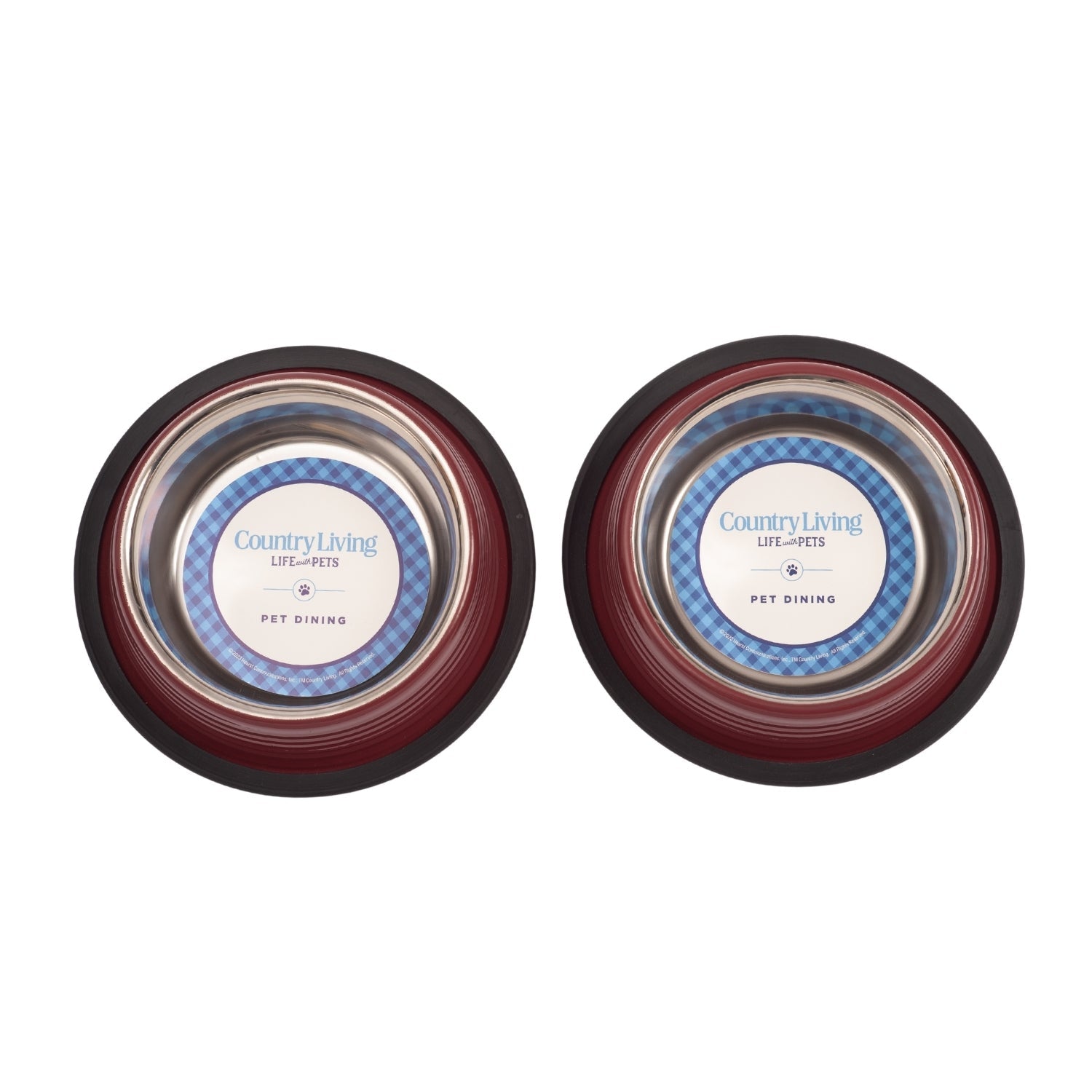 Country Living Set of 2 Ribbed Non - Slip Pet Bowls – Merlot Red - Mac's Got More