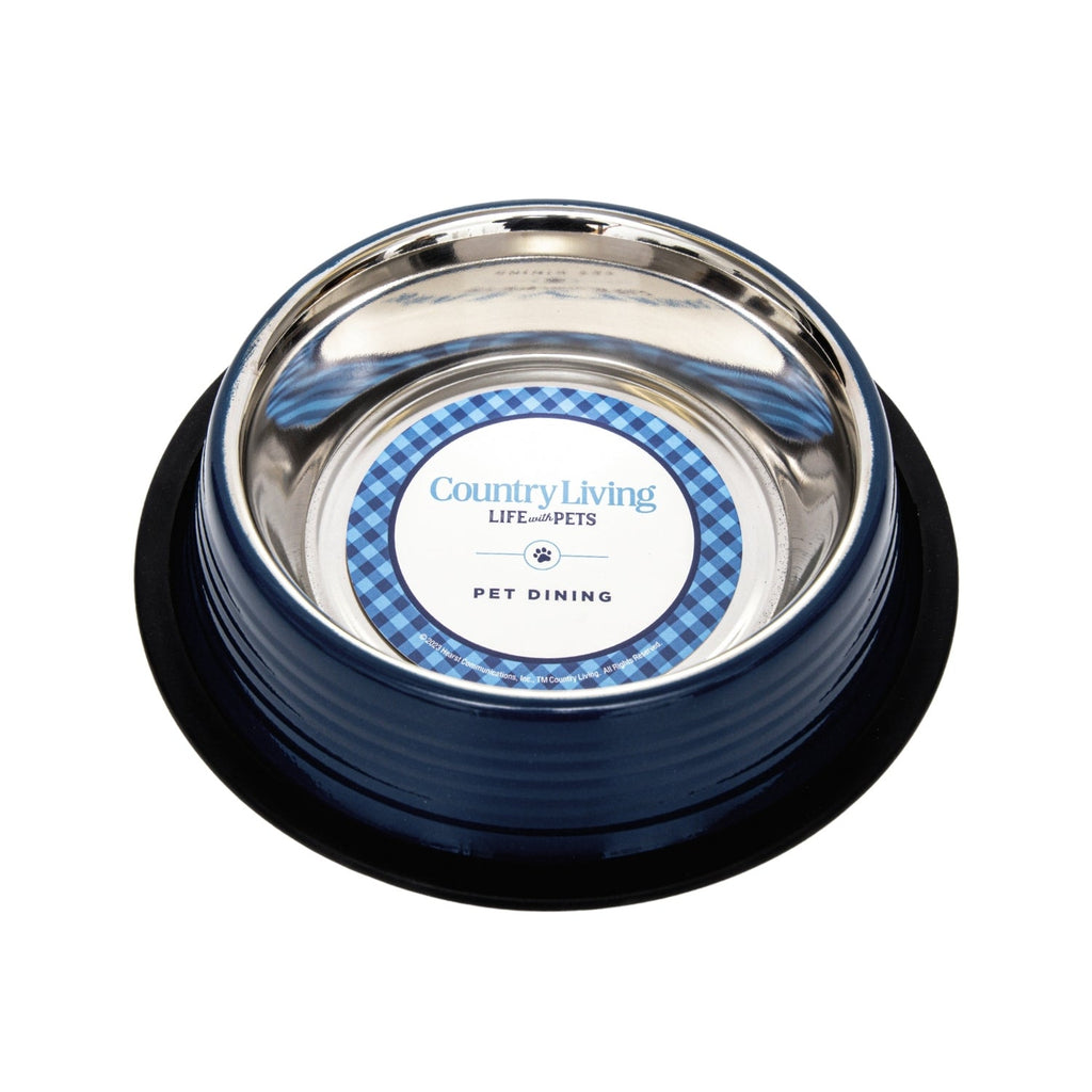 Country Living Set of 2 Ribbed Non - Slip Pet Bowls – Poseidon Blue - Mac's Got More