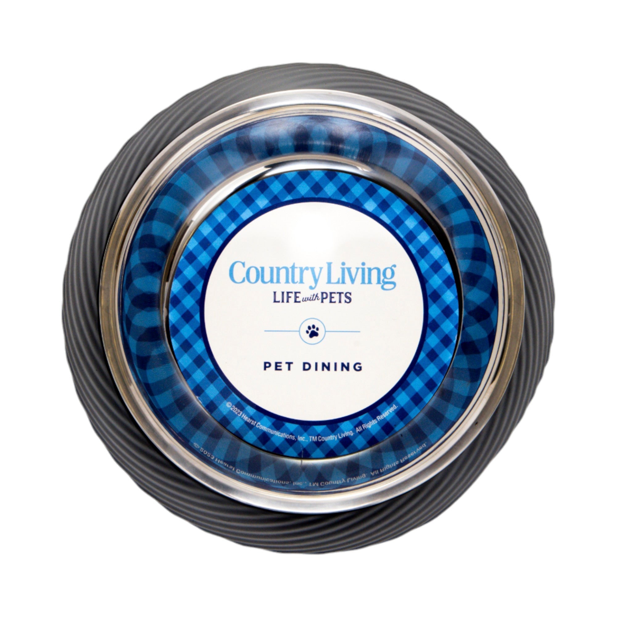 Country Living Set of 2 Round Twill Melamine Dog Bowls with Removable Stainless Steel Inserts – Black - Mac's Got More