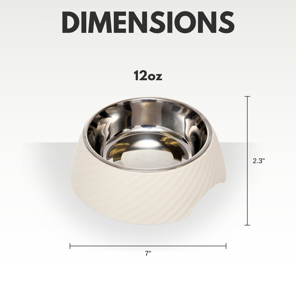 Country Living Set of 2 Round Twill Melamine Dog Bowls with Removable Stainless Steel Inserts – White Swan - Mac's Got More