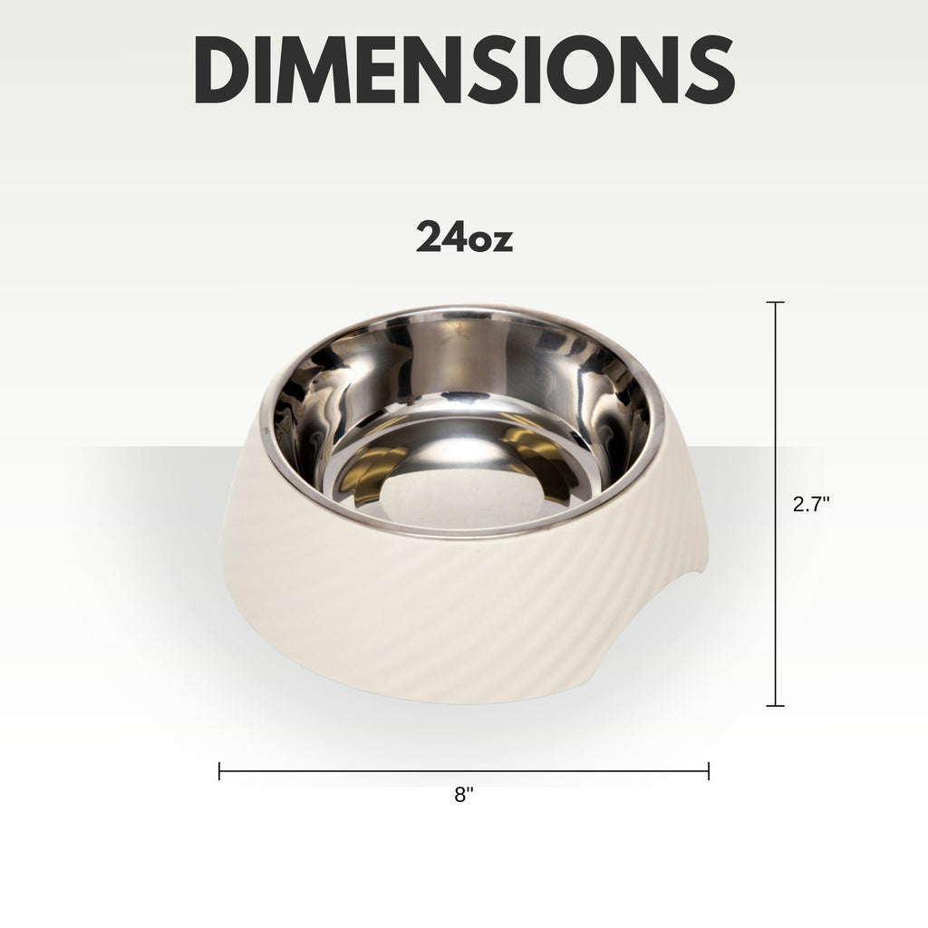 Country Living Set of 2 Round Twill Melamine Dog Bowls with Removable Stainless Steel Inserts – White Swan - Mac's Got More