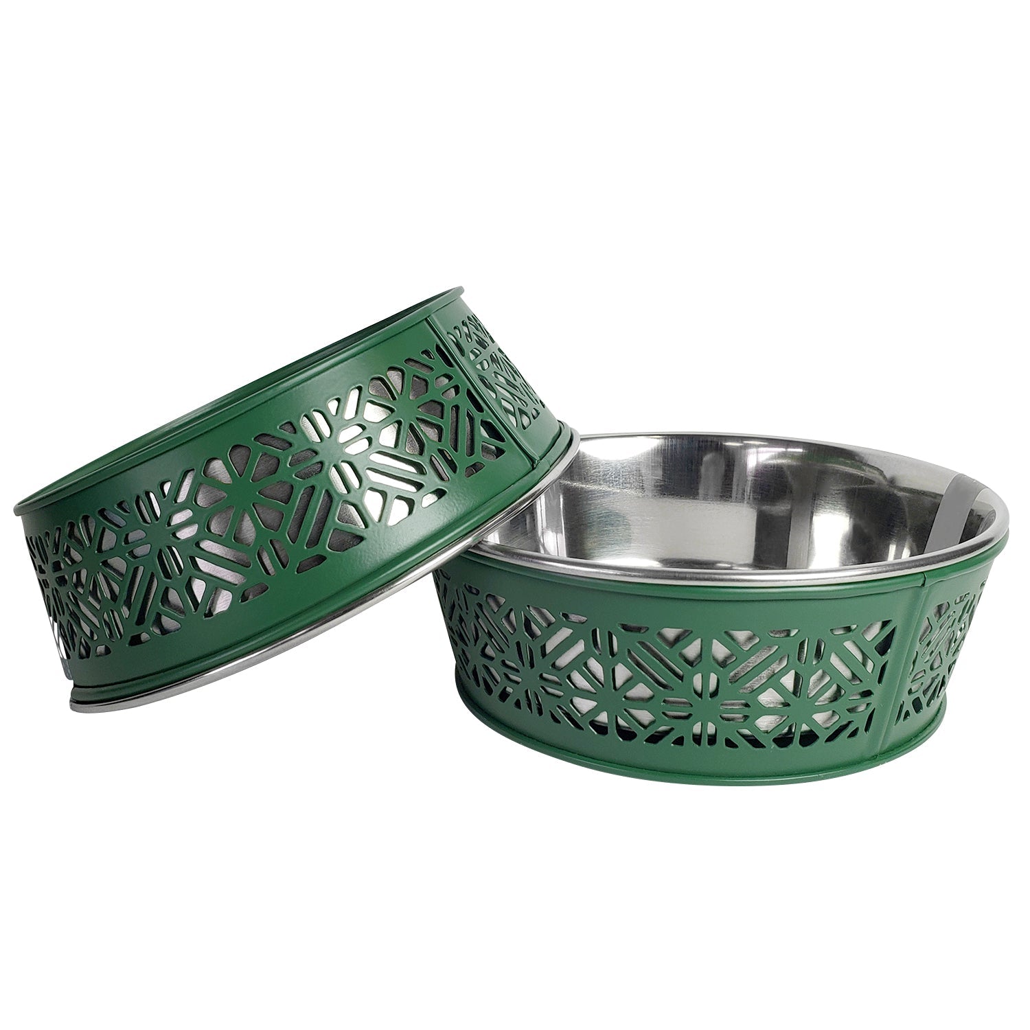Country Living Set of 2 Stainless Steel Dog Bowls – Farmhouse Style, Ideal for Small to Medium Dogs - Mac's Got More