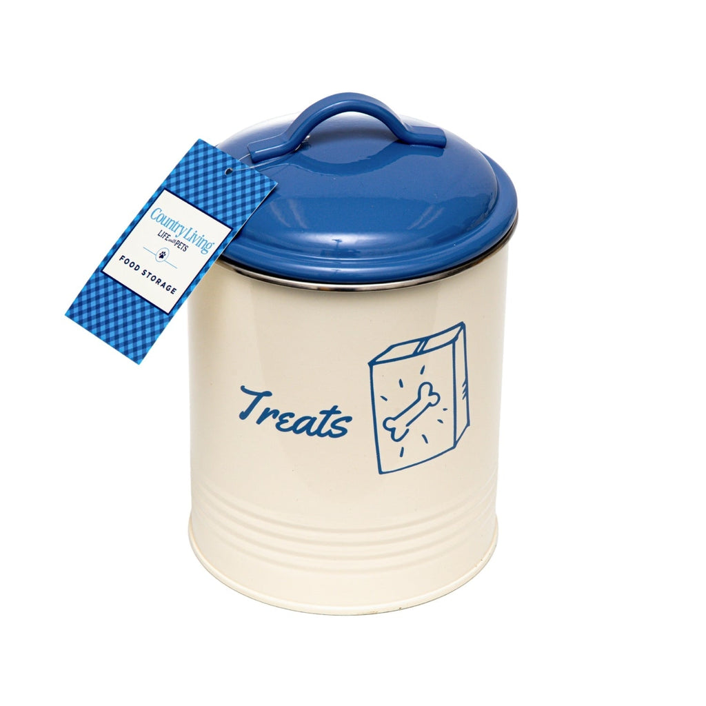 Country Living Set of 3 Pet Treat Canisters, Dog Treat Storage – French Blue Lid - Mac's Got More