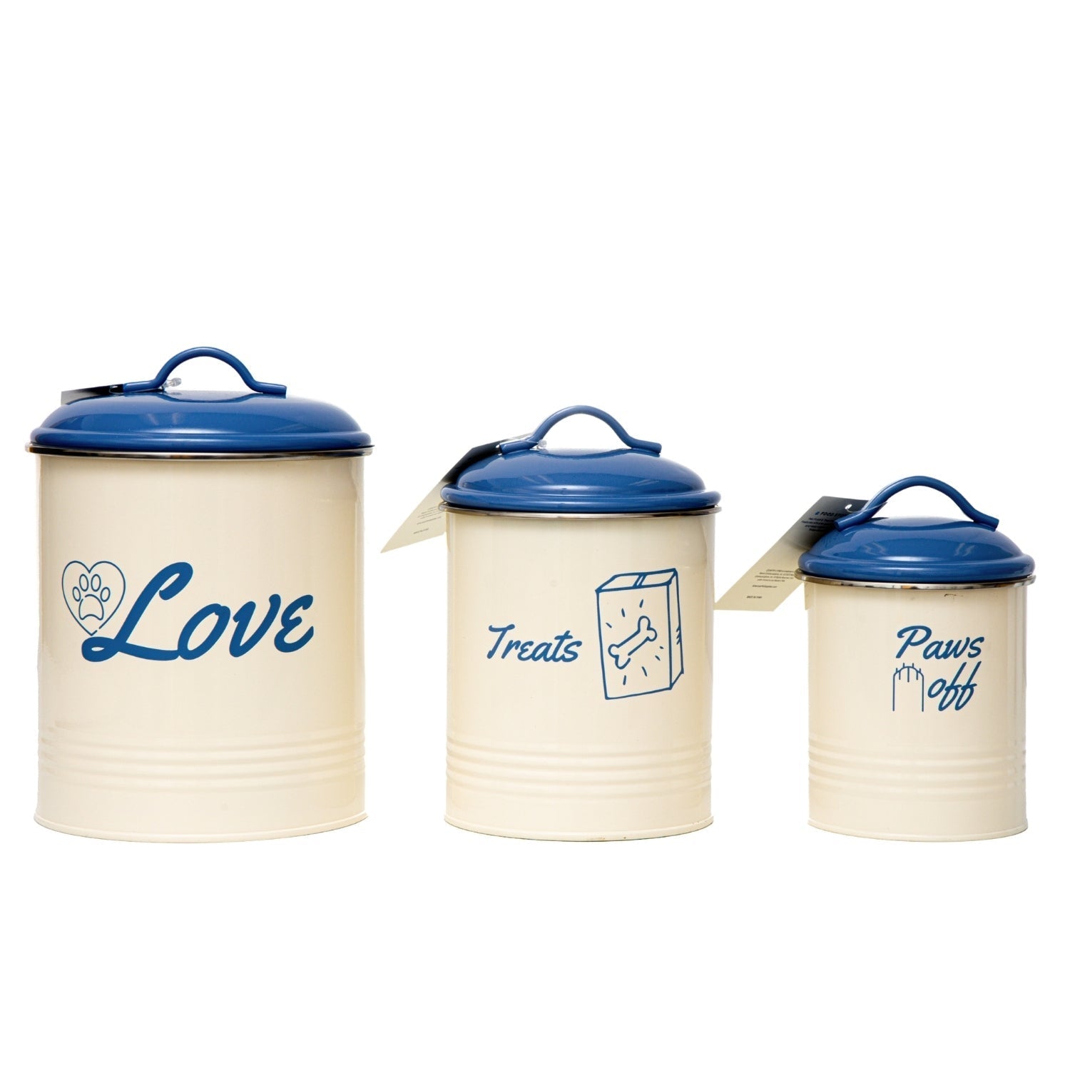 Country Living Set of 3 Pet Treat Canisters, Dog Treat Storage – French Blue Lid - Mac's Got More