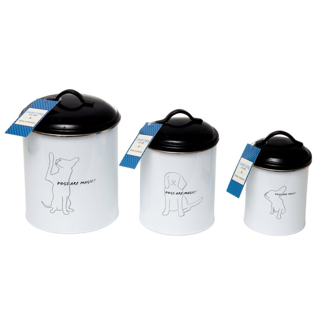 Country Living Set of 3 Pet Treat Storage Canisters – Black & White - Mac's Got More