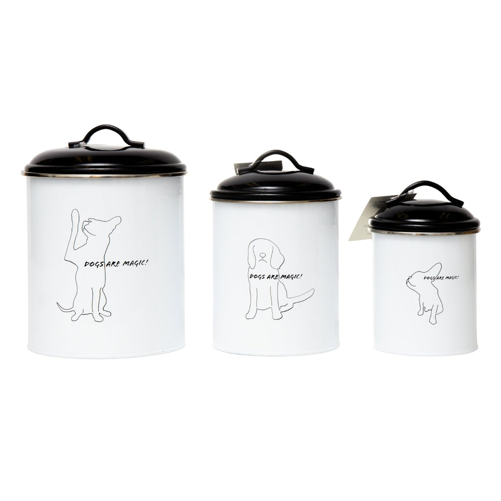 Country Living Set of 3 Pet Treat Storage Canisters – Black & White - Mac's Got More