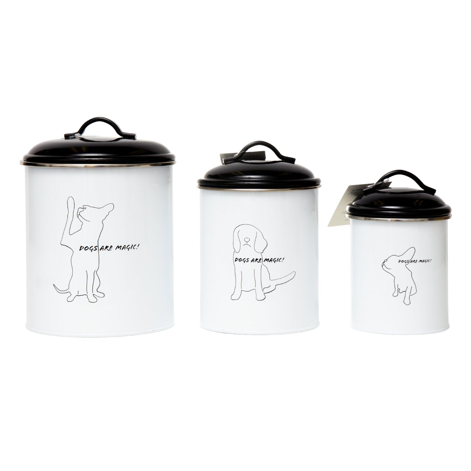 Country Living Set of 3 Pet Treat Storage Canisters – Black & White - Mac's Got More