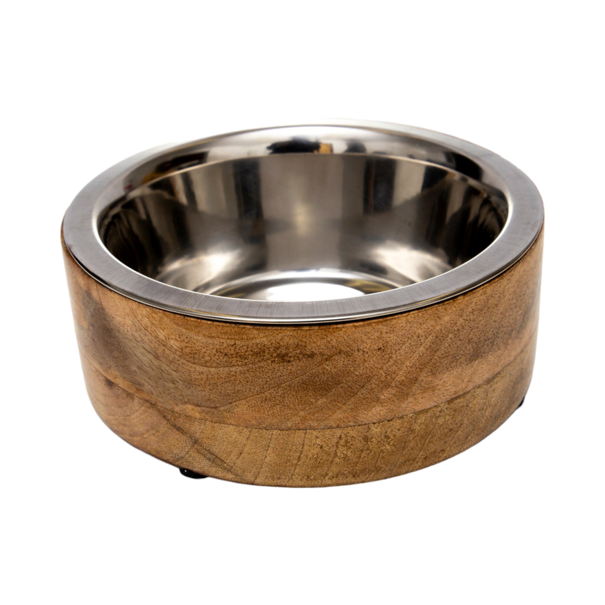 Country Living Stainless Steel Dog Bowl with Cylindrical Mango Wood Holder - Mac's Got More