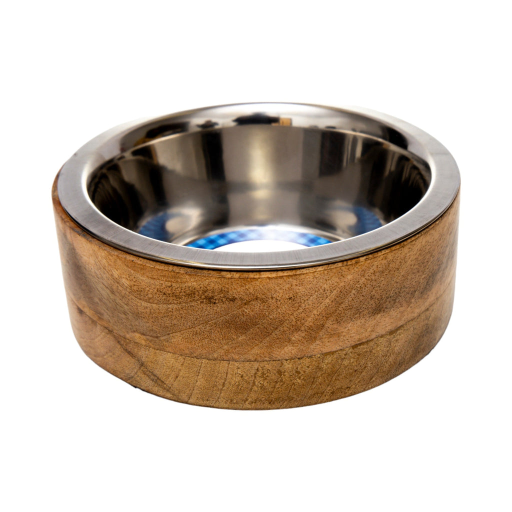 Country Living Stainless Steel Dog Bowl with Cylindrical Mango Wood Holder - Mac's Got More