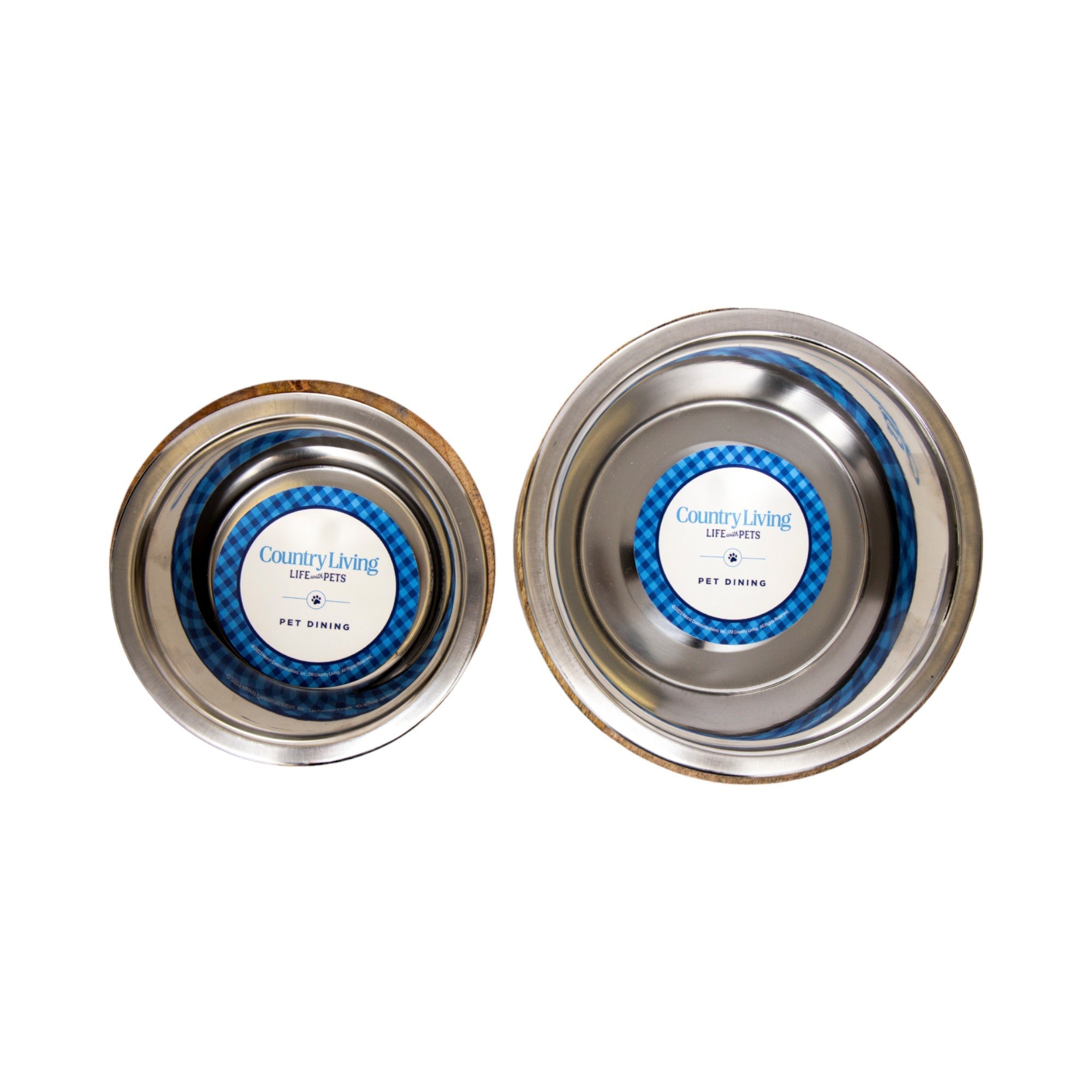 Country Living Stainless Steel Dog Bowl with Cylindrical Mango Wood Holder - Mac's Got More