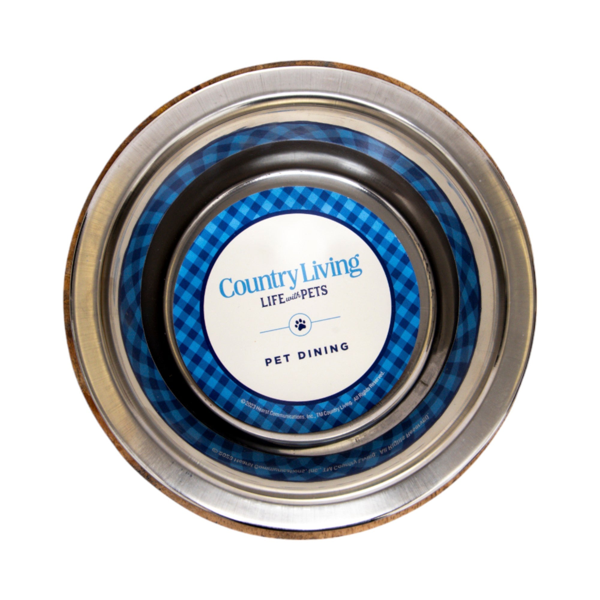 Country Living Stainless Steel Dog Bowl with Cylindrical Mango Wood Holder - Mac's Got More