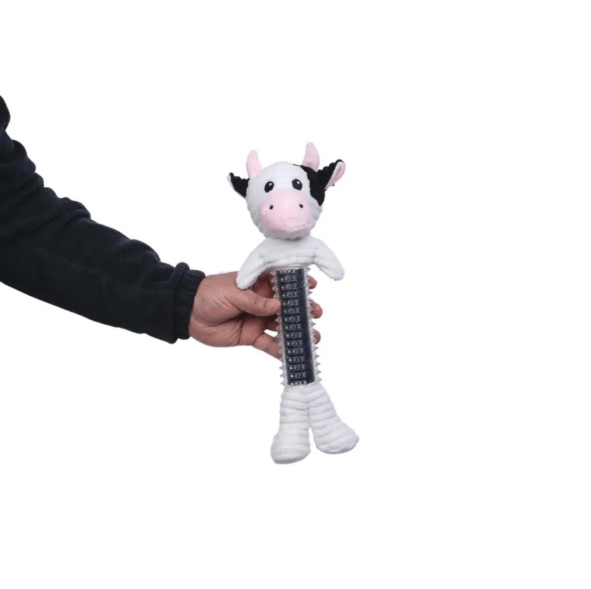 Country Living Thermoplastic Rubber Black & White Cow Plush Dog Toy – with Squeaker & Crinkle Paper - Mac's Got More