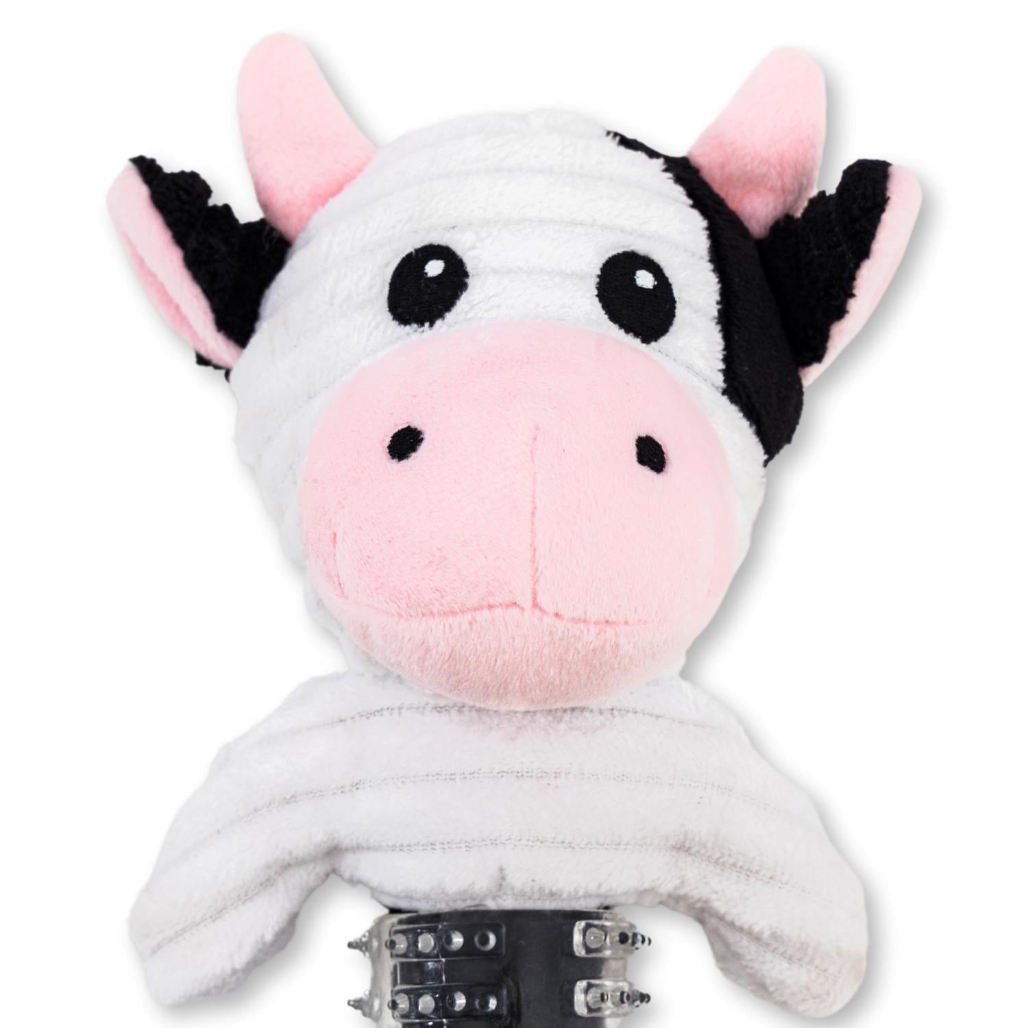 Country Living Thermoplastic Rubber Black & White Cow Plush Dog Toy – with Squeaker & Crinkle Paper - Mac's Got More