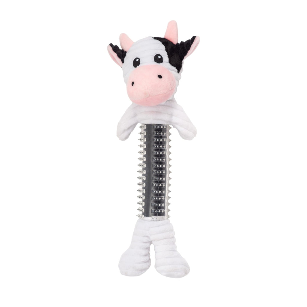 Country Living Thermoplastic Rubber Black & White Cow Plush Dog Toy – with Squeaker & Crinkle Paper - Mac's Got More