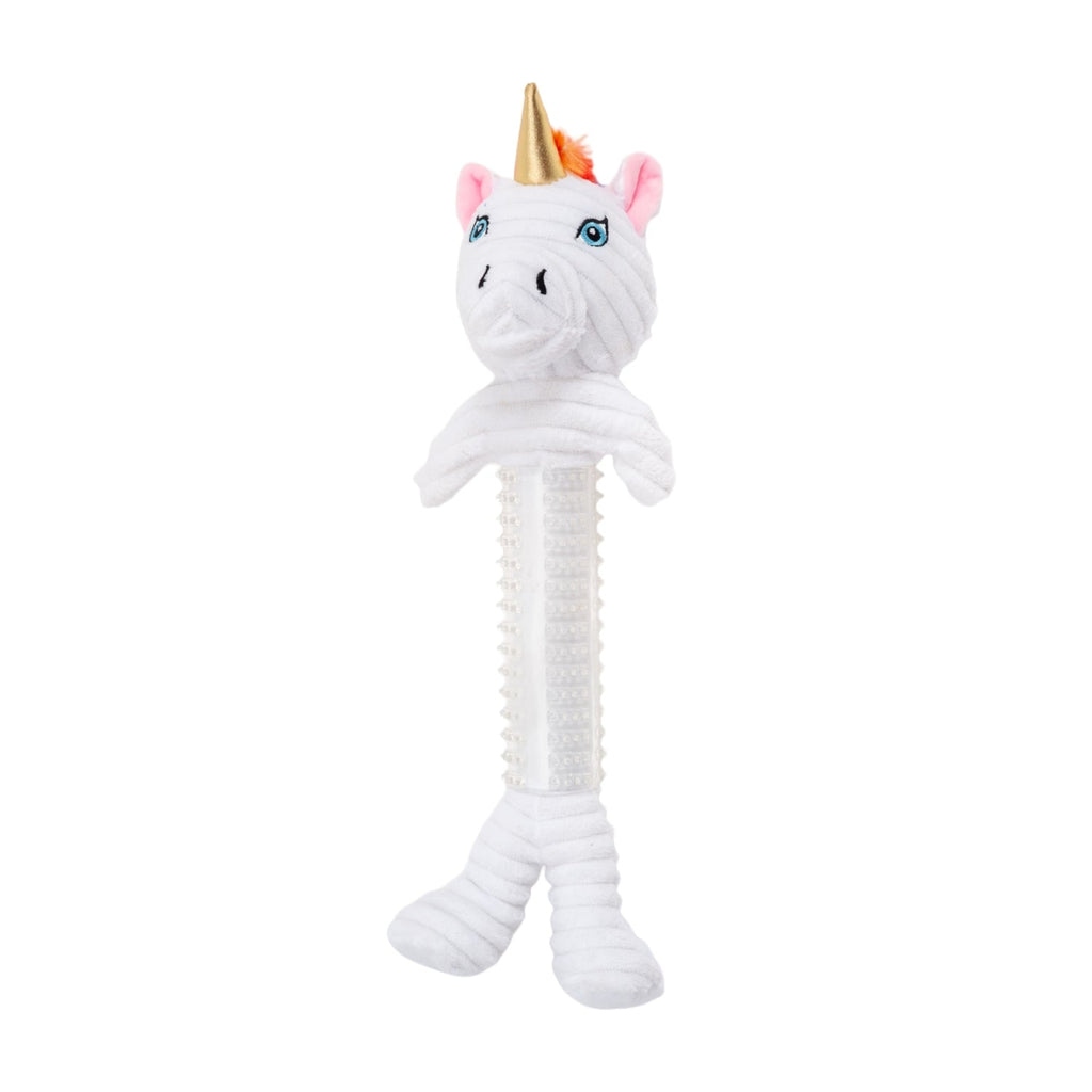 Country Living Thermoplastic Rubber Skinny Unicorn Corduroy Plush Dog Toy – with Squeaker & Crinkle Paper - Mac's Got More