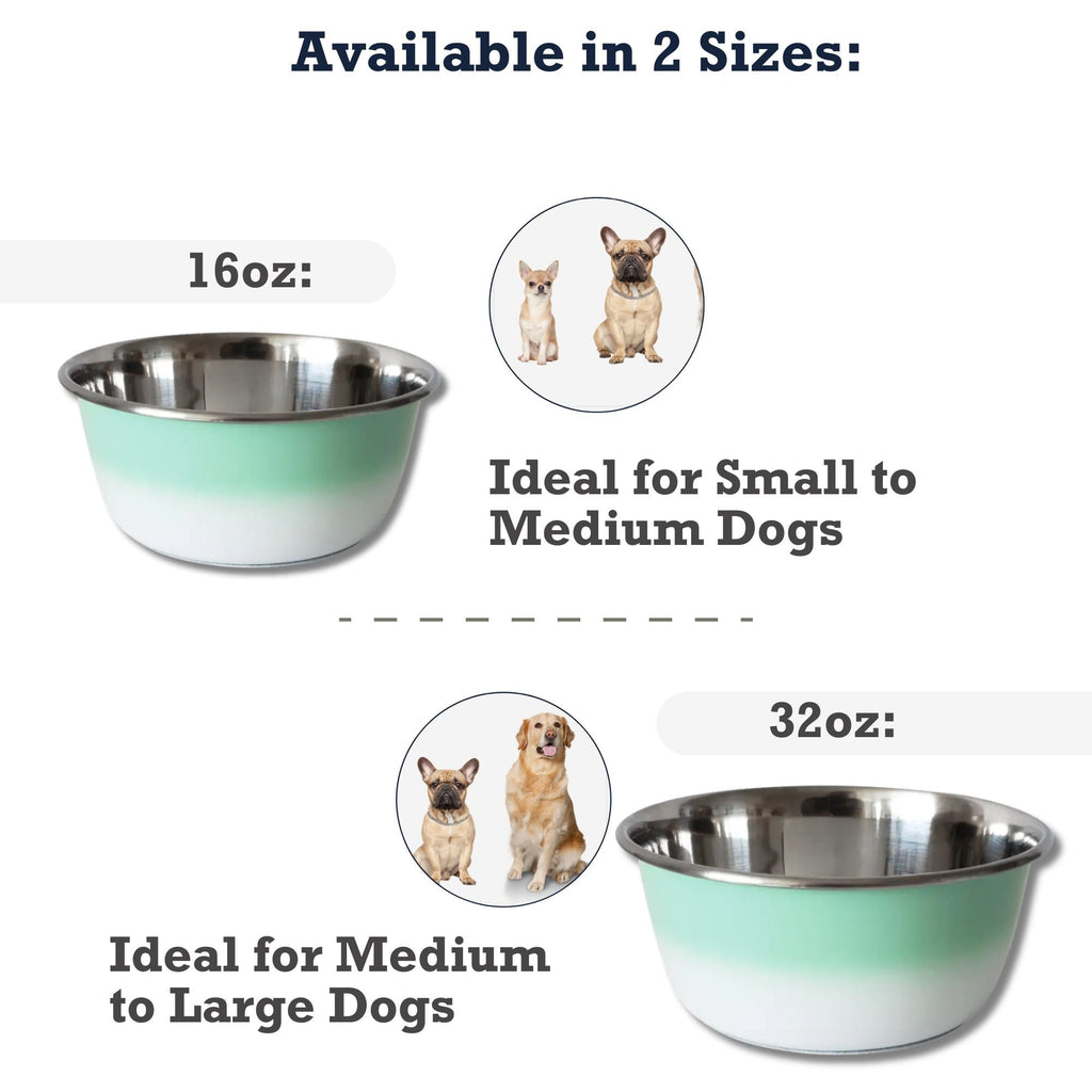 Deep Dog Bowl – Stainless Steel Bowl, Ideal for Small, Medium & Large Dogs – Mint Green - Mac's Got More