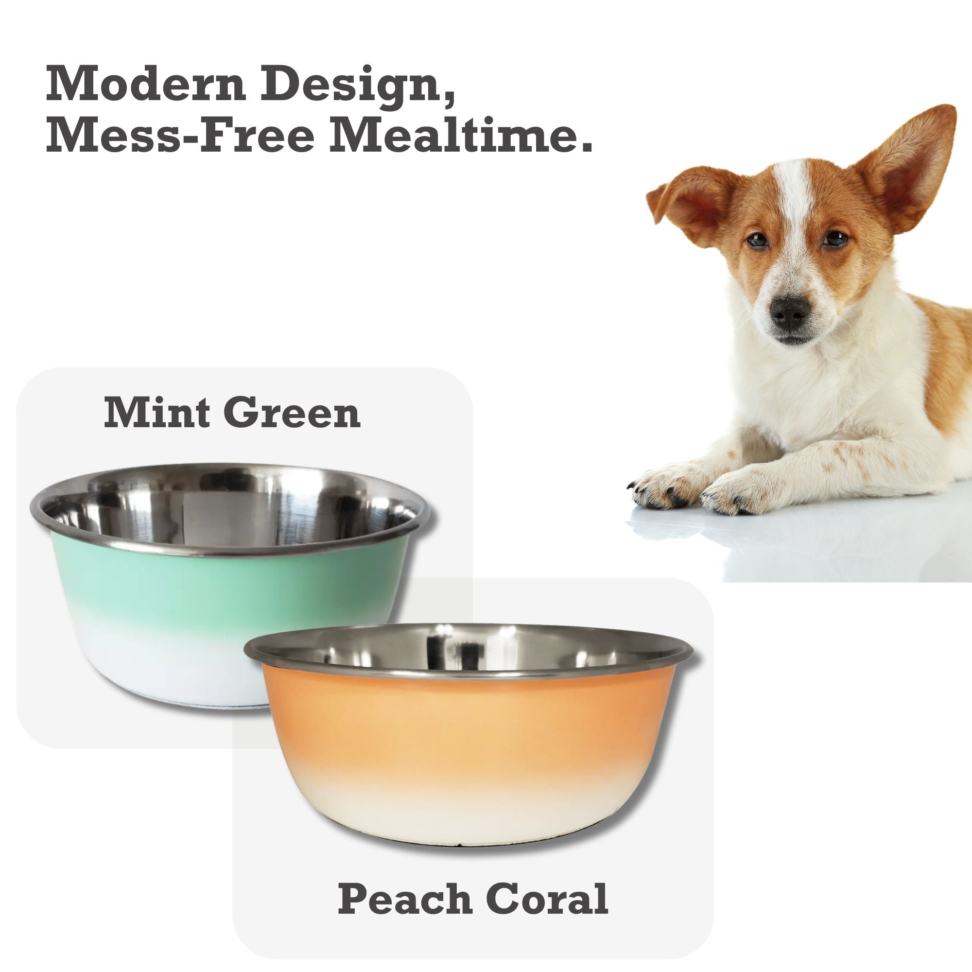 Deep Dog Bowl – Stainless Steel Bowl, Ideal for Small, Medium & Large Dogs – Peach Coral - Mac's Got More