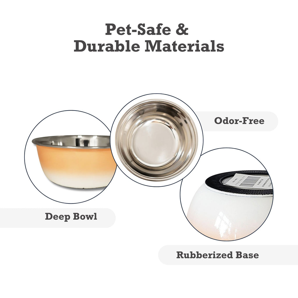 Deep Dog Bowl – Stainless Steel Bowl, Ideal for Small, Medium & Large Dogs – Peach Coral - Mac's Got More