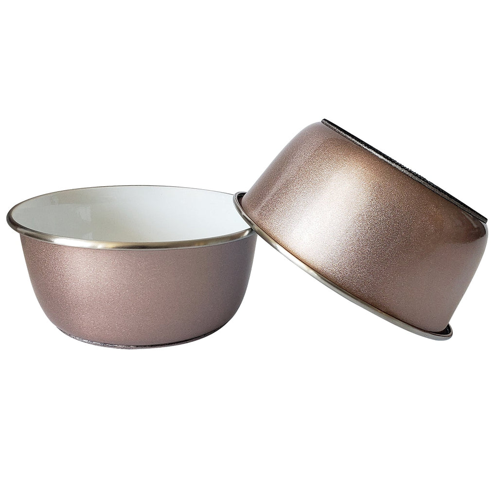 Deep Dog Bowl with Paw Print Design – Stainless Steel Bowl, Ideal for Small, Medium to Large Dogs – Rose Gold - Mac's Got More
