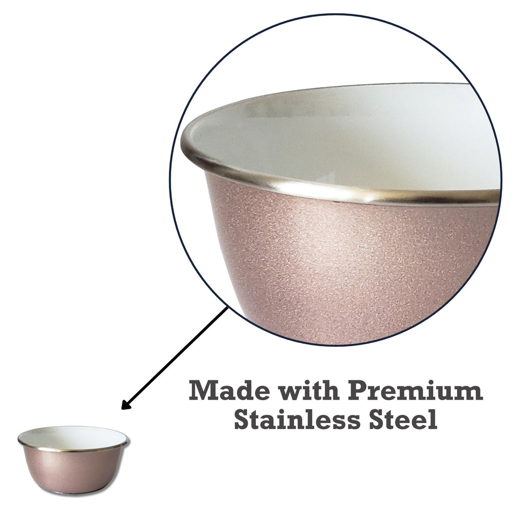Deep Dog Bowl with Paw Print Design – Stainless Steel Bowl, Ideal for Small, Medium to Large Dogs – Rose Gold - Mac's Got More