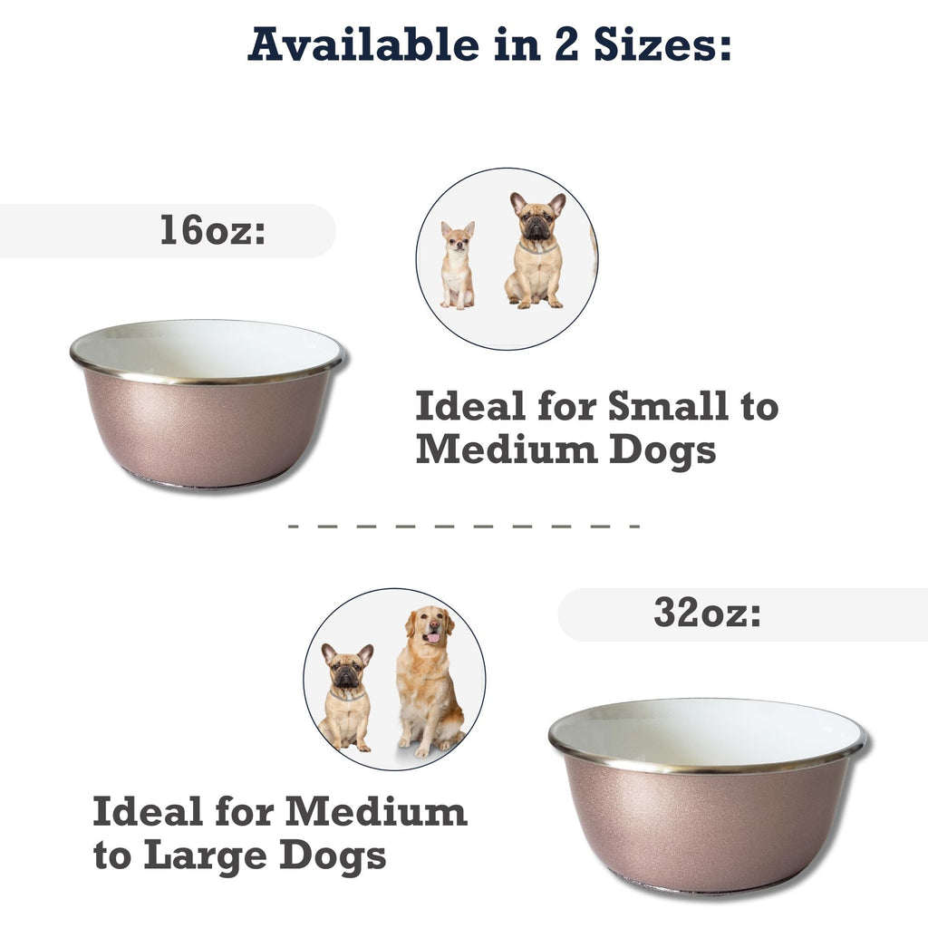 Deep Dog Bowl with Paw Print Design – Stainless Steel Bowl, Ideal for Small, Medium to Large Dogs – Rose Gold - Mac's Got More