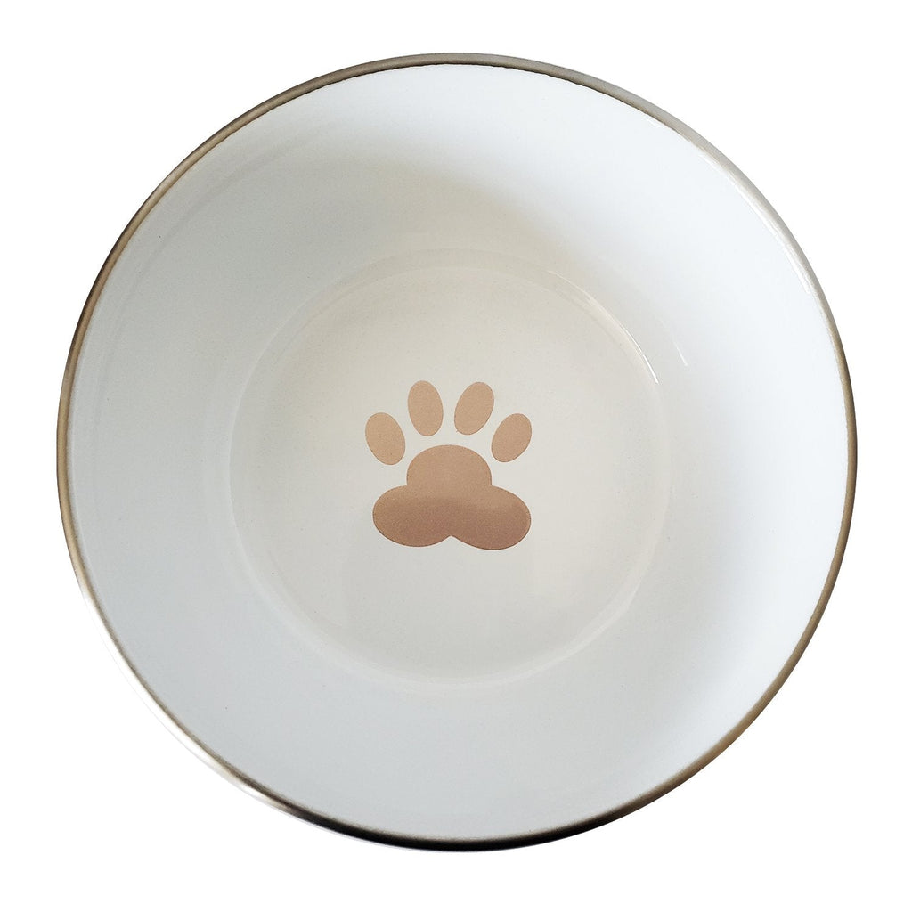Deep Dog Bowl with Paw Print Design – Stainless Steel Bowl, Ideal for Small, Medium to Large Dogs – Rose Gold - Mac's Got More