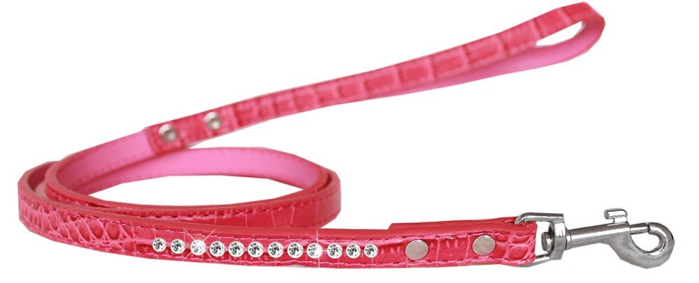 Dog, Puppy & Pet Designer Croc Leash, "One Row Clear Crystal" - Mac's Got More