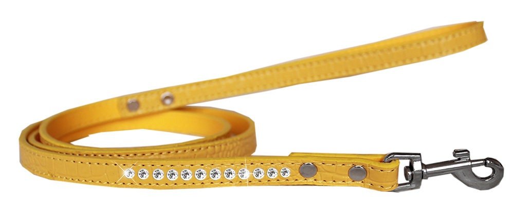 Dog, Puppy & Pet Designer Croc Leash, "One Row Clear Crystal" - Mac's Got More