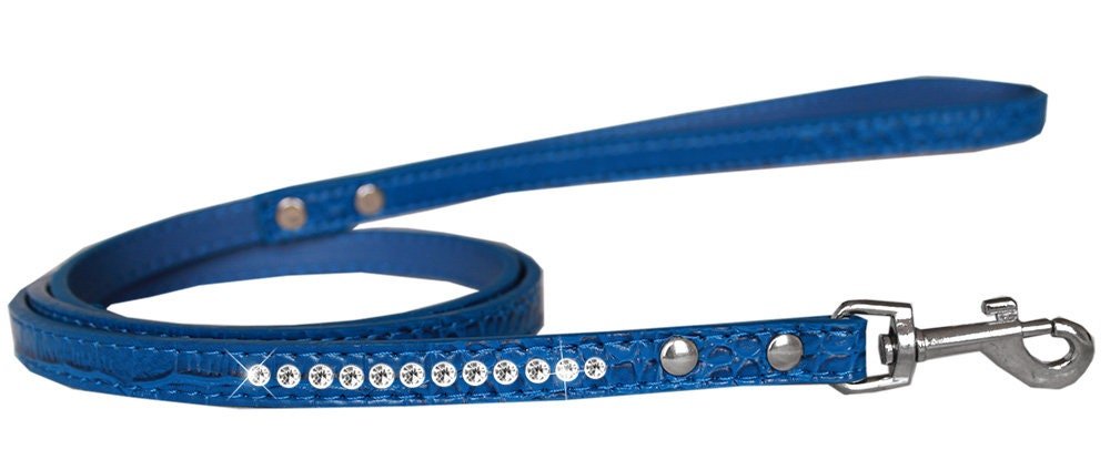 Dog, Puppy & Pet Designer Croc Leash, "One Row Clear Crystal" - Mac's Got More
